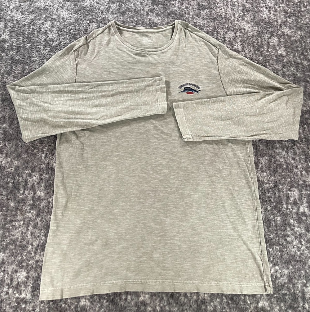 Tommy Bahama Long Sleeve T Shirt Men's M Pima Cotton Embroidered Logo Gray